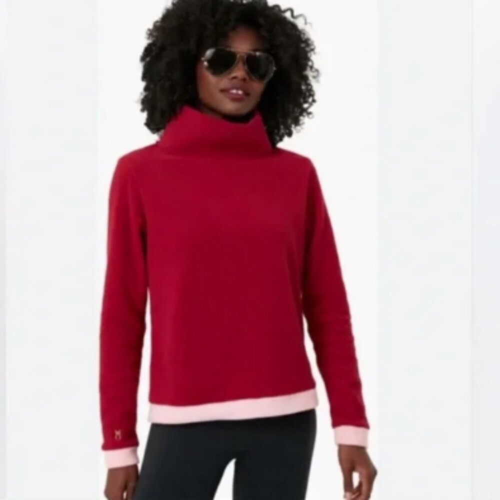Dudley Stephens Park Slope Red Pink Vello Fleece Turtleneck Pullover M